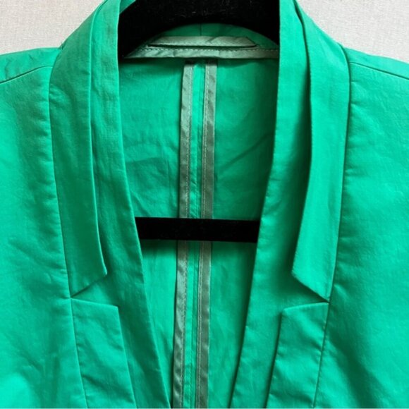 Riani green tailored lightweight cuffed sleeves cotton blazer jacket Sz 8 - Picture 4 of 12